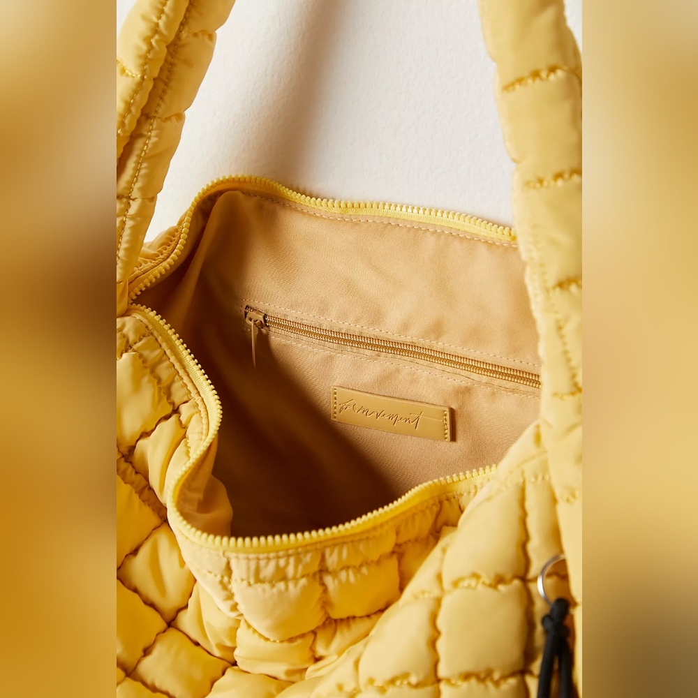 FP Movement Dandelion Yellow Quilted Carryall Tote Shoulder Bag Free People Gold - Picture 5 of 16